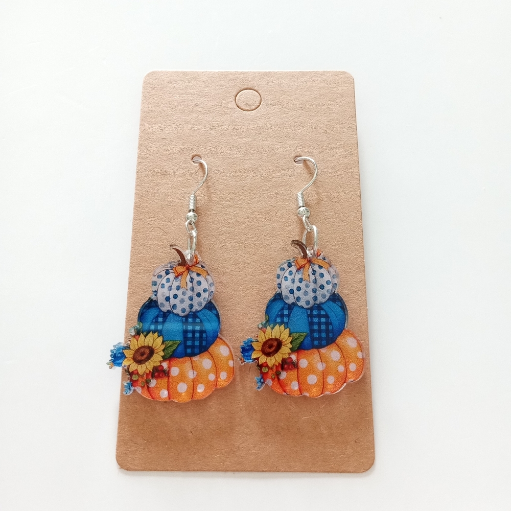 Colorful Pumpkin Earrings - Picture 2 of 4